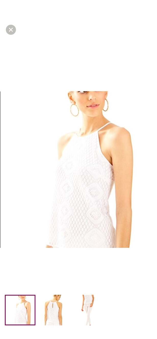 Lilly Pulitzer White Rayanne Crocheted Lace Halter Top Large - Picture 8 of 9